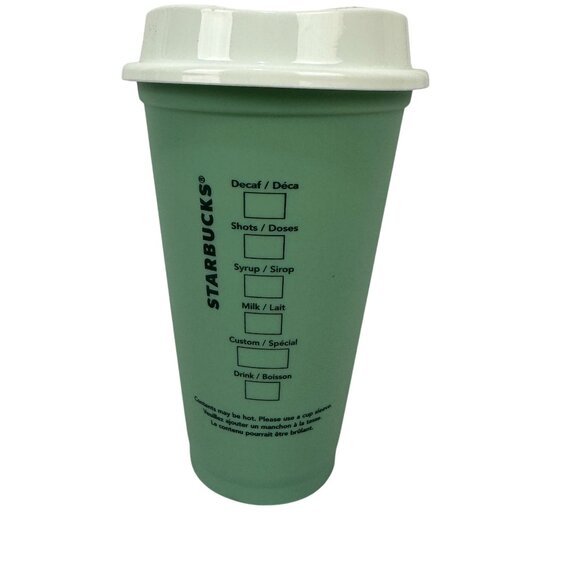 Starbucks Green Reusable Coffee Cup With Lid 16 Fl Oz BPA Free Plastic - Picture 2 of 7